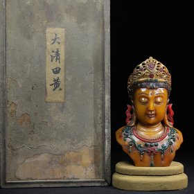 珍藏1珍藏寿山石观音头摆件，净长14厘米宽10厘米高22厘米，净重2542克，