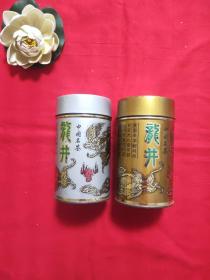 龙井茶叶罐 一对 铁皮 老物件 年代物品