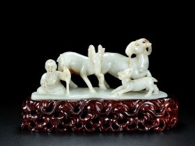 和田老玉“三羊开泰”摆件