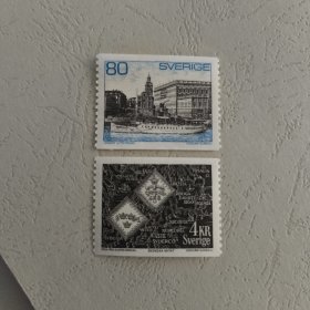 S408瑞典邮票1971年瓦克斯霍尔姆号轮船、古银币、古地图等 雕刻版外国邮票 新 2全 背粘，如图