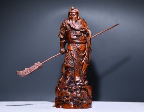 旧藏精品小叶黄杨木精工雕刻 关公摆件 收藏送礼佳品