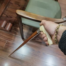 1910年 英国 天然材质 古董手杖 雕刻手柄 纯银圈 百年藤条 手杖长90㎝、手柄长10㎝