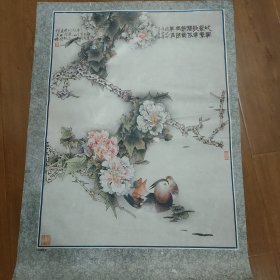 早期檀东铿作品，私人会所洒店高档餐桌都可以挂，尺寸930X700，(悠悠故园情，花木正春风，秋江苑读，国色天香，松龄鹤寿，比翼鸳鸯，)六张合售，F634