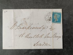 世界第二枚邮票蓝便士实寄封，如图保存完好。