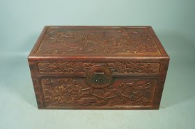 旧藏红花梨雕刻大书箱 收藏送礼佳品