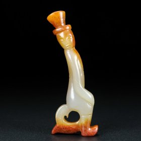 精品和田玉 ，人，玉质细腻，包浆厚重，沁色入骨，雕工精细，品相完美，细节如图，长3宽1高8.5厘米，总重30克