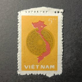 越南邮票，1977年全国人代会选举一周年南北地图铜鼓邮票
