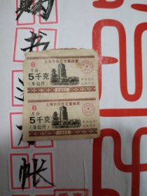 1992年上海居民定量荧光粮票5千克2连张