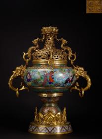 铜鎏金景泰蓝珐琅彩瓶