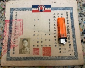 1950年 台灣省青年服務團結業證書