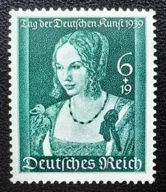 2-624德国1939年邮票，丟勒绘画《威尼斯女人》，国家文化基金。1全新原胶背贴。