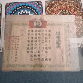 1951年沈阳市群众业余文化教育指导委员会签发的毕业证书（沈阳县浦河区石台子村）