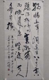 保真书画，正举沈鹏四尺整纸书法一幅，尺寸：137*68.5软片，正举沈鹏，姓沈、名鹏、号正举。满族，大学文化，美术副编审。书画师从沈鹏先生和娄师白先生。中国书法家协会会员、中央直属机关书画协会理事、中华诗词学会会员、北京师白艺术研究会副秘书长。
