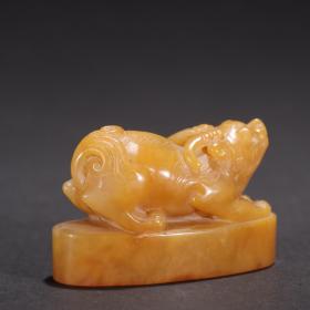 楚桥款·田黄石瑞兽钮印章