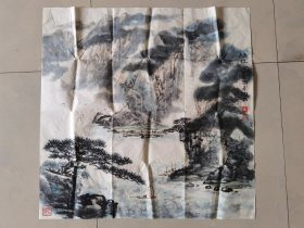 重庆画家 刘宁辉 画作一幅 《峡江图 》 斗方 68*68 厘米 润石款 刘宁辉 二手商品，一旦售出，不 退不 换 刘宁辉个人艺术简略 刘宁辉：1950年出生于重庆，中共党员，号：龙溪山人、鸿恩布衣。