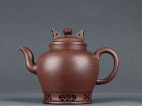 鼎足盖金钱如意紫砂壶执壶款识：时大彬 明代高 12.8×16.5cm