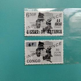 《刚果地图》邮票两枚