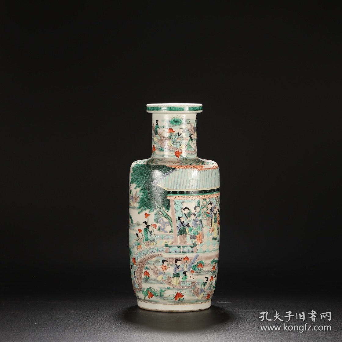 旧藏 清代 康熙五彩人物故事大棒缒瓶