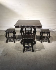 精品紫檀方桌五件套
