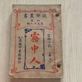 说部丛书初集第五十六编冒险小说《雾中人》卷上中下合订一厚册全