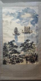 苏州老画家 段东战 精品立轴《太湖帆影》＃27