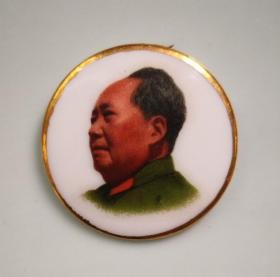 毛主席像章（彩瓷宽金边）中国湖南4
