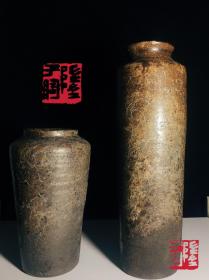 日本安土桃山时代直筒大赏瓶，花生一对