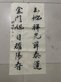 南京著名书法家 孙林芝 书法 对联 69/15.5/2