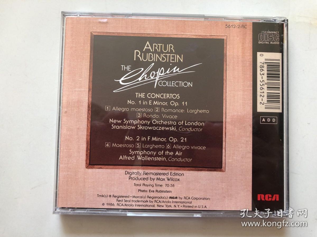 【光盘】Artur Rubinstein the Chopin Collection（CD1碟盒装）the concertos 协奏曲