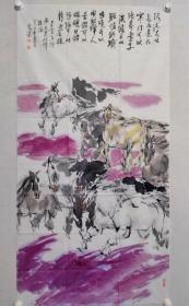 保真书画，杨宏汉四尺整纸国画竖幅一幅137×69.5cm软片，杨宏汉 1942年出生于陕西三原。毕业于西安美术学院。现任西安美术家协会常务副主席兼秘书长，西安水彩画学会副会长，中国美术家协会会员。