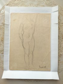 “赵无极、吴冠中的恩师”埃米尔·奥东·弗里茨（Emile Othon Friesz)女人体素描画作一页，正反面作画，共2幅，正面盖有弗里茨私人签名章。尺寸32.5×23厘米，画作主题为其擅长的人物题材。来源:奥东·弗里茨旧藏。弗里茨是法国著名的野兽派画家，曾因上世纪四十年代教过中国画家吴冠中和赵无极而对中国的现代艺术的发展产生了影响。赵无极、吴冠中当年在法国巴黎最早的人体素描就是在弗里茨指导下画成