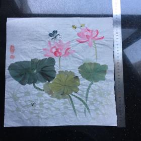 荷花扇面画