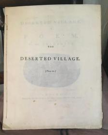 （特价）1770 Deserted village by Oliver Goldsmith 荒村 极珍贵一版一印 原装帧已灭失 其余完整保存状况良好 几乎全新