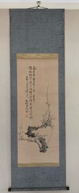 清末民初朝鲜文人画家李松坡梅花诗画挂轴