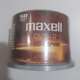 麦克赛尔DVD-r光盘刻录光盘 16速4.7gb 紫纹黑色桶装50片 全新
