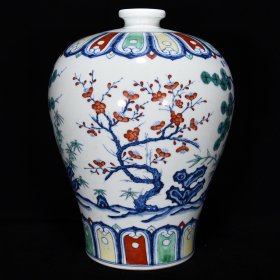 明宣德斗彩岁寒三友纹梅瓶尺寸34*25厘米