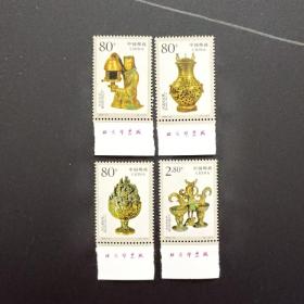 邮票：2000-21T 中山靖王墓文物套票4枚全 带厂铭（原胶全品）
