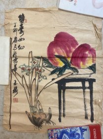 清华大学美术学院教授刘玉楼《双寿》64×44CM，保真优惠出