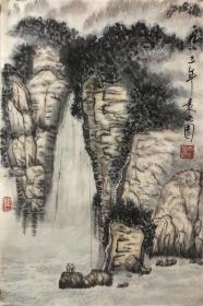 袁晓园，旧作没裱山水画