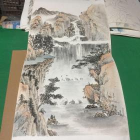 手绘山水画（5张合售）