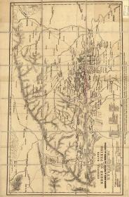 古地图1900 北京平原及其西北北部山区原始地图（英）。纸本大小44.97*68.12厘米。宣纸艺术微喷复制。