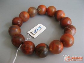 24343 直径1.6 厘米14 粒战国红玛瑙圆珠手串
