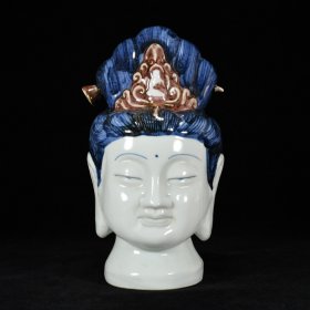 大明宣德年制 青花釉里红佛头 高27厘米 直径16厘米