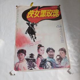 电影海报:侠女黑玫瑰，1开,1991；主演:80年代著名演员汪宝生，高莲娜，陈琦，黄玲；导演:王文智；经典战争故事片；尺寸:108*75厘米，广西电影制片厂，澳门澳佳影视公司联合出品