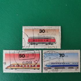 德国邮票 西德1975年机车 3枚销