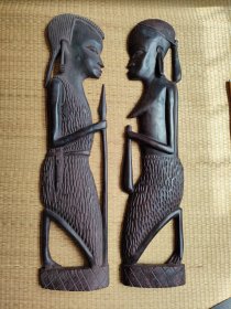 非洲木雕(一对，马赛人)