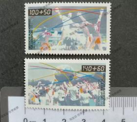 dfl53外国邮票德国邮票1990年运动附捐篮球受欢迎的体育项目 新 2全