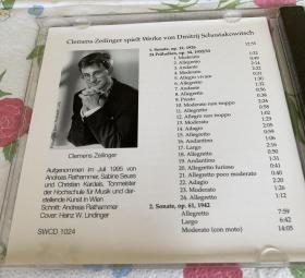 CD光盘 外版，肖斯塔科维奇 钢琴奏鸣曲28首，克莱门斯·蔡林格演奏（奥地利领衔钢琴家之一）