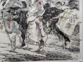 保真书画，当代著名人物画家，重庆名家，彭和民巨幅人物画精品一幅，尺寸143×216cm（约28个平尺），纸本托片，附赠作者精装大画集一本，带作者局部合影。