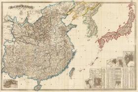 古地图1875 亚细亚东部舆地图 陆军文库。纸本大小94*62.83厘米。宣纸艺术微喷复制。